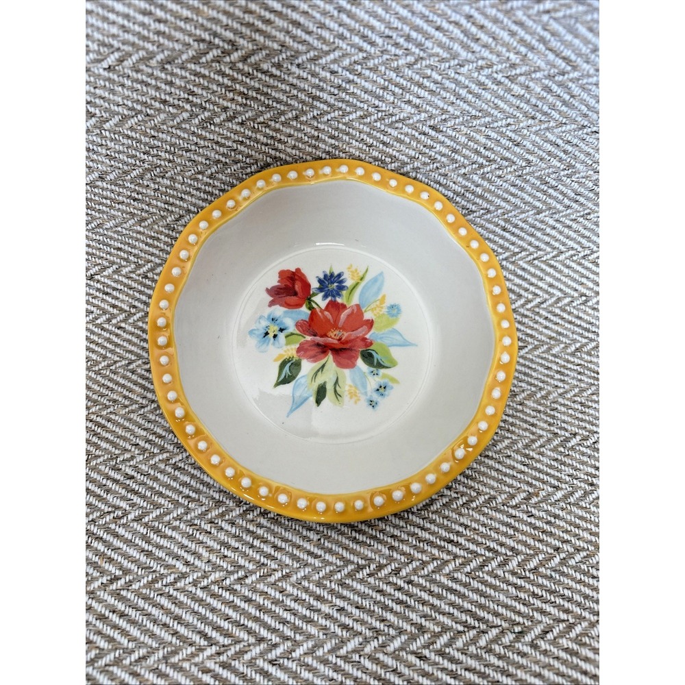 New Pioneer Woman Mini Pie Pan Stoneware Spring Bouquet 5.5"‎ Yellow
